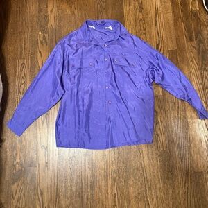100% Silk Purple Button-Up Shirt